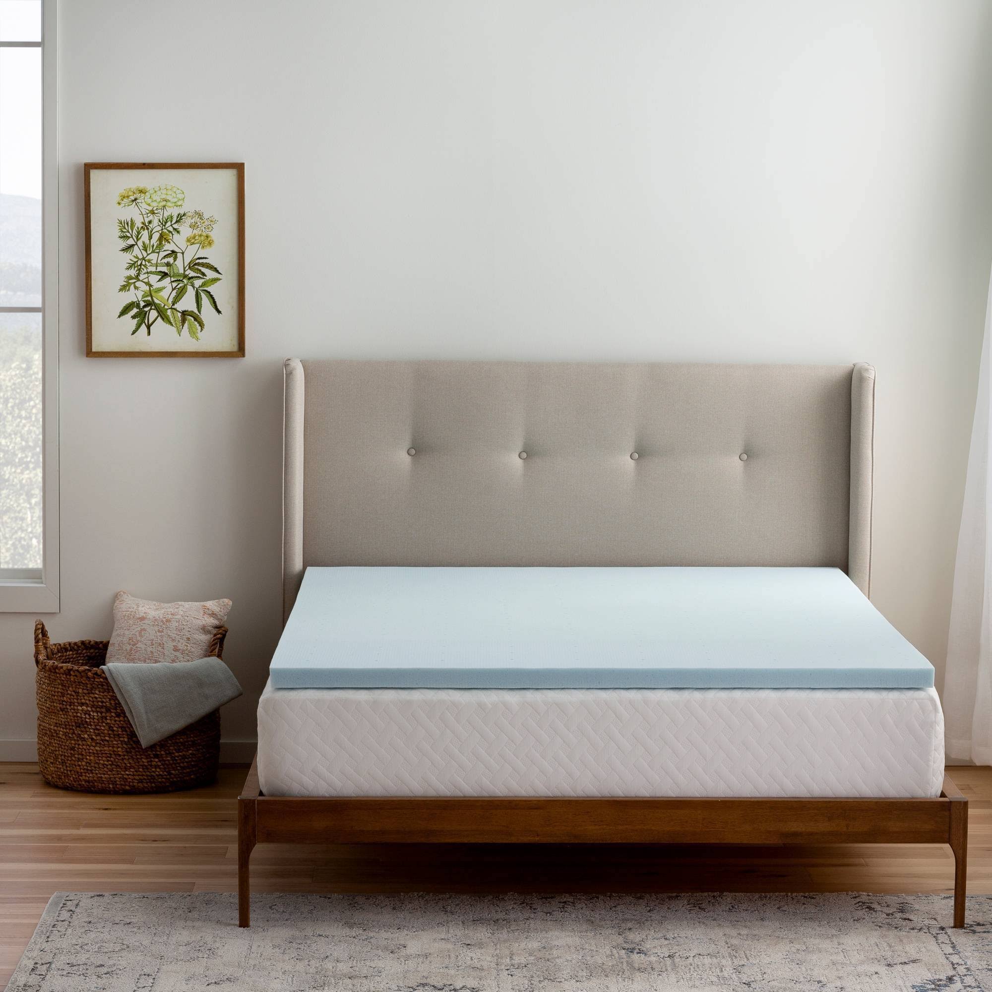 c8d8bf129c9854ecdd293acc6b488984f945fd9d0a9b8a19a89f067adb8b46bc.jpg Brookside Gel Infused Memory Foam Mattress Topper - Blue Twin XL - Image 1