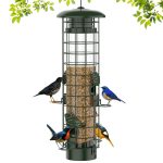 Squirrel Proof Bird Feeder,Metal Mesh Bird Feeders for Outdoors Hanging,Gravity Protection Squirrel Proof Wild Bird Feeders with Finch Cardinal