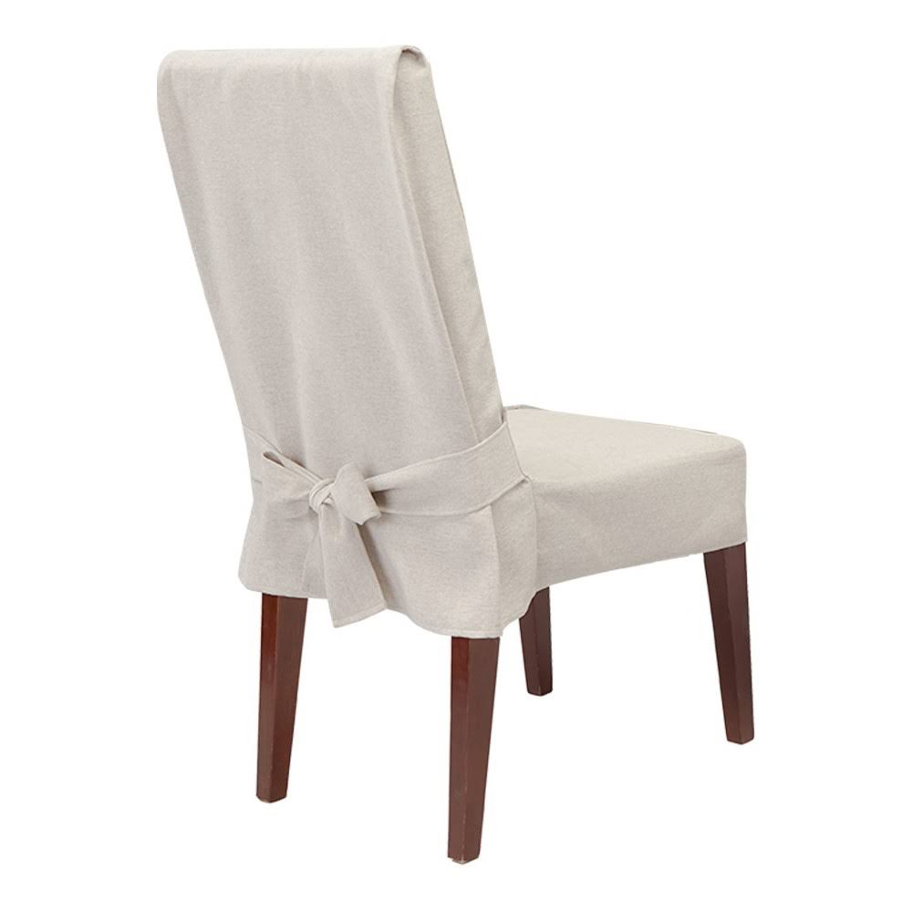 c9150f998aa430329f82a8ed9d29f3e9c4a85f6ca4d9a4fe83cbaf3f96b7d513.jpg Sure Fit Farmhouse Basketweave Dining Room Chair Slipcover, Oatmeal - Image 1