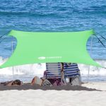 easierhike Beach Shade Windproof Design, Sun Shelter UPF50+ Portable Family Tent with 6 Sandbags Anchors 7x7 ft 2 Pole Pop Up Outdoor Shelter for