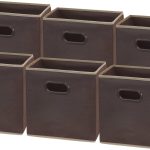 6 Pack - SimpleHouseware Foldable Cube Storage Bin with Handle, Brown