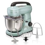 Hamilton Beach 4 Qt. 7-Speed Blue Stand Mixer with Stainless Steel Bowl, Silver