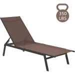 AECOJOY Patio Lounge Chairs, Outdoor Chaise Lounge with Wheels, Brown