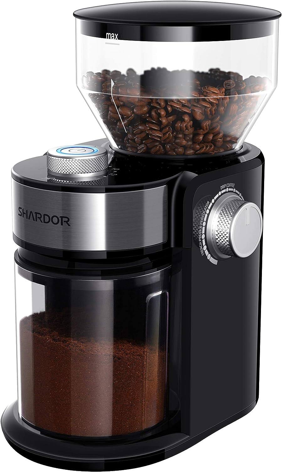 c94050fc97ddc91a21d752de84224479e677ced32ca831716019e24a90fee948.jpg Shardor Electric Burr Coffee Grinder 2.0, Adjustable Burr Mill with 16 Precise Grind Setting for 2-14 Cup, Black - Image 1