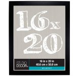 16 inch x 20 inch Belmont Picture Frame by Studio dcor - Pre-attached Hanging Hardware, Horizontal or Vertical Display - MDF, Black, Bulk 4 Pack, Size
