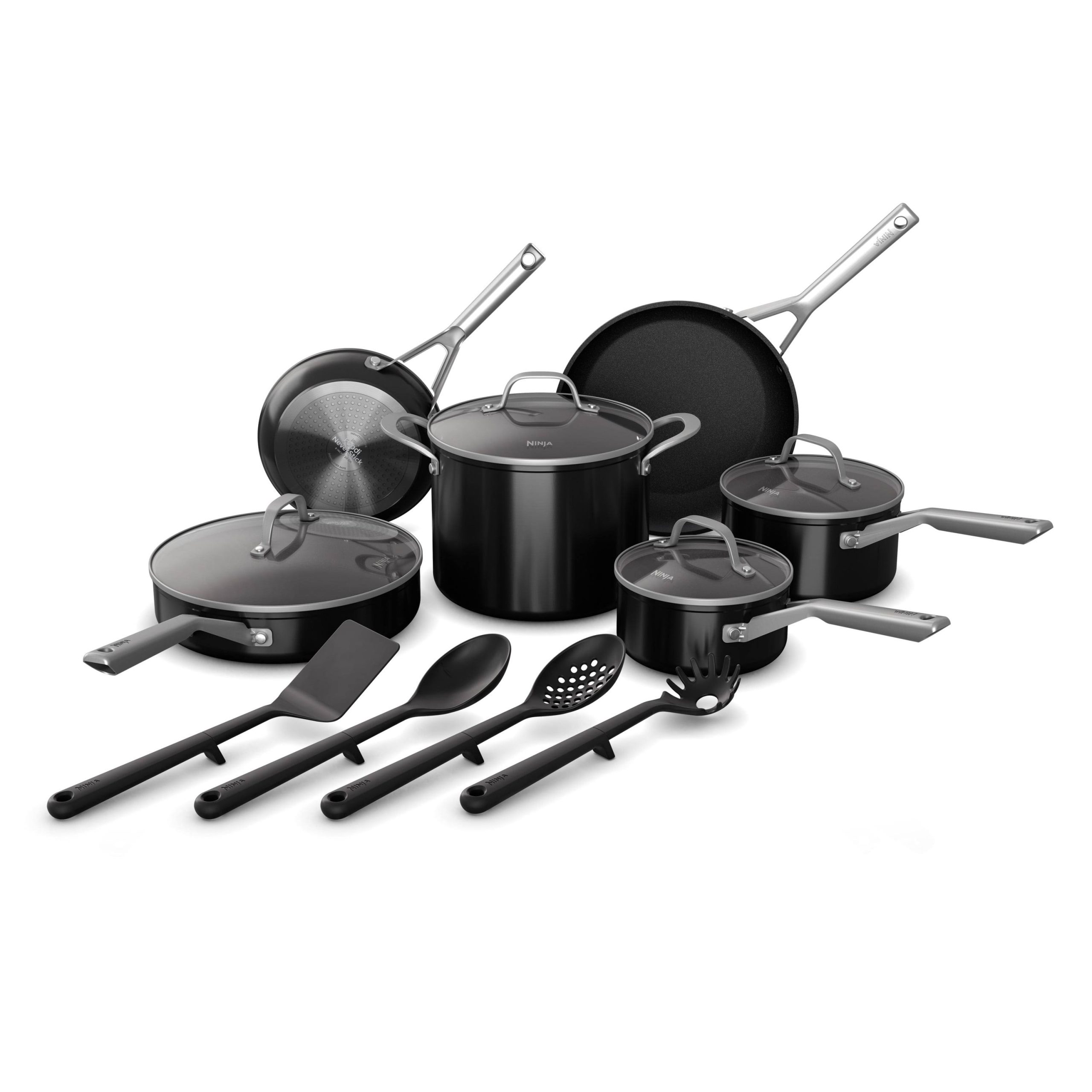 c95364d73845b2b1bda58d88f12b8c8e4578656aa6050b27ec51302d25514c89.jpg Ninja Foodi NeverStick 14-Piece Cookware Set, Guaranteed to Never Stick, C19700 - Image 1