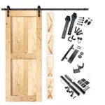 Homacer 48 in. x 84 in. 5-in-1 Design Unfinished Frame Solid Pine Wood Interior Sliding Barn Door with Hardware Kit, Non-Bypass, Unfinished/48x84