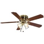 Hampton Bay Carriage House 52 in. LED Indoor Polished Brass Ceiling Fan