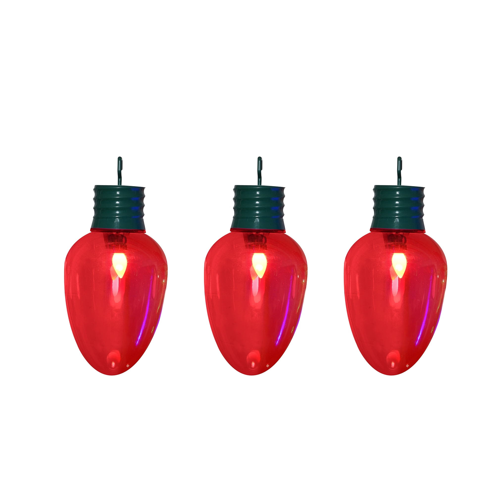 c978f1add50deef885fca68fdc70de6c7918a2fe59db6a404194d716f904d2f6.jpg Holiday Time Giant Red LED Christmas Bulb, 14-Inches, Set of 3 - Image 1