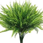 LoveniMen Artificial Shrubs, Plastic Plants Fern Grass Leaves Fake Bushes Outdoor Indoor Greenery Home Garden Decor Verandah Table Centerpieces