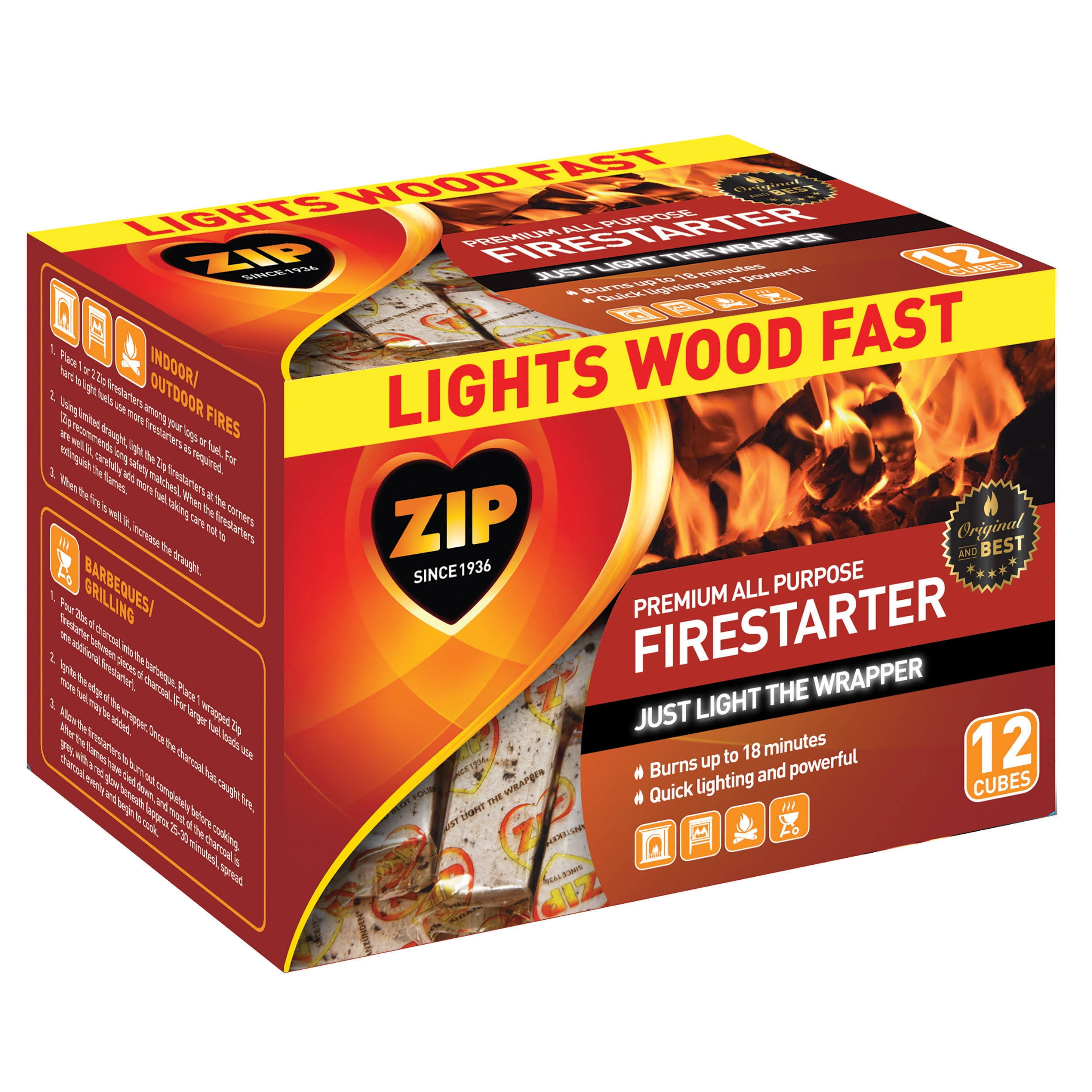 c9c3107b17949755cd544b9204dc780d3c5b569f6f6dab7c441d7c39b65c7fc3.jpg Zip Premium All Purpose Wrapped Fire Starter (12 Pack) - Image 1