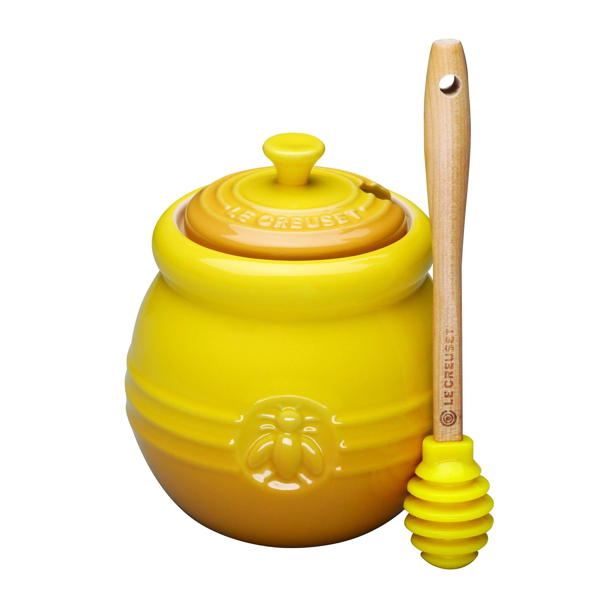 c9e12dd1b24dec0a4ac6dddafdbed0433d9444de0683b986ad0ecaa219bbeec2.jpg Le Creuset Honey Pot with Dipper - Image 1