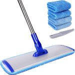 Conliwell 18" Professional Microfiber Mop Floor Cleaning System, Flat Mop with Stainless Steel Handle, 4 Reusable Washable Mop Pads, Wet and Dust