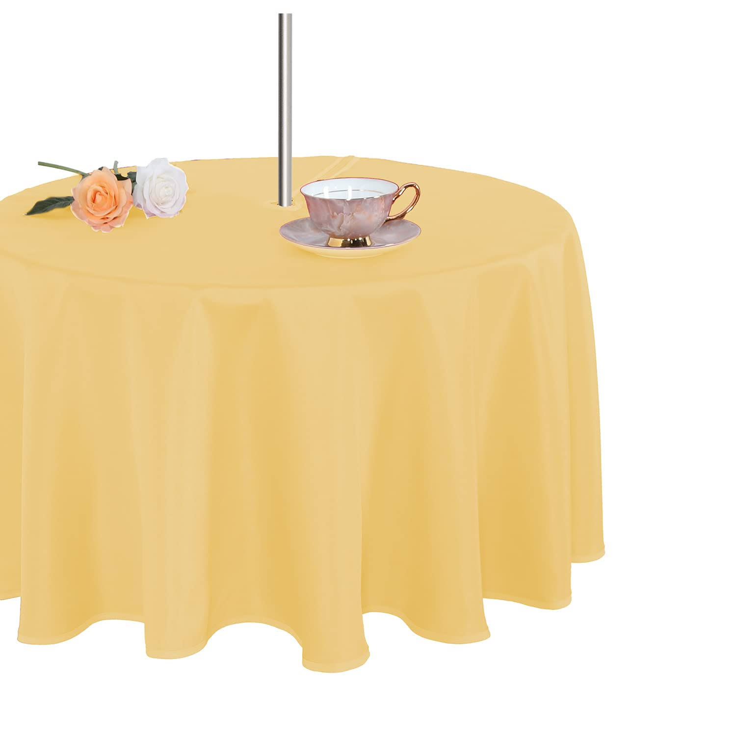 ca621ea9ea416f7bf957381f177b712c1e8170da375e293d0bcb6df7b4521cbe.jpg Fitable Table Cover Outdoor and Indoor Tablecloth - Washable Waterproof Wrinkle Free Table Cloth with Zipper and Umbrella Hole for Spring/Summer - Image 1