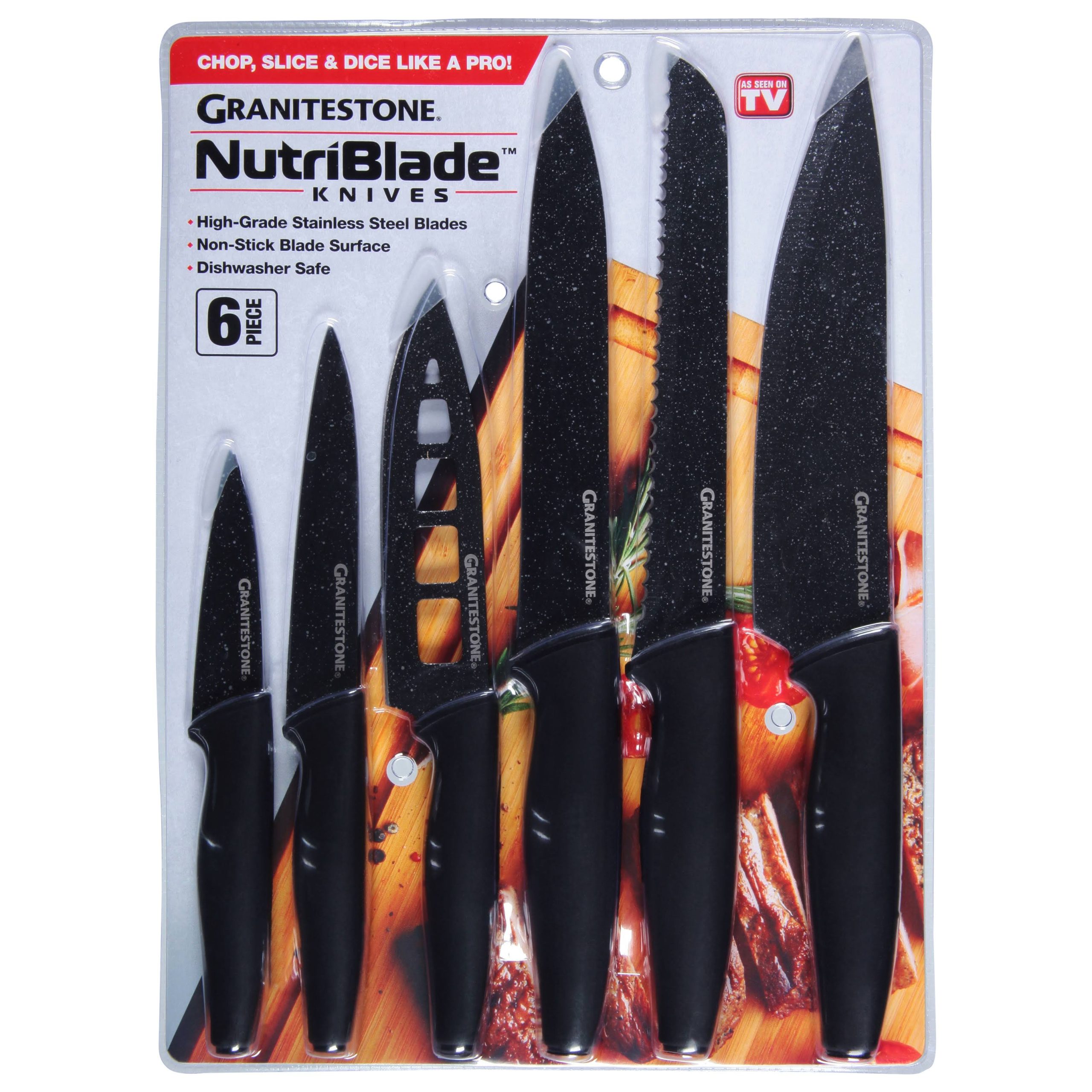ca62d6be094a56e32cbd8ae38e98155c0951b51062381324ecc7add9e2ca854b.jpg Granitestone 6 Piece Nutriblade Knife Set ,Black - Image 1