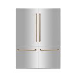 ZLINE 60" Autograph Edition 32.2 Cu. ft. 4-Door French Door Refrigerator, Internal Water, Ice Dispenser in Stainless Steel, Champagne Bronze Accents