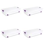 Sterilite 60 qt Clearview Latch Lid Wheeled Underbed Box (4 Pack)