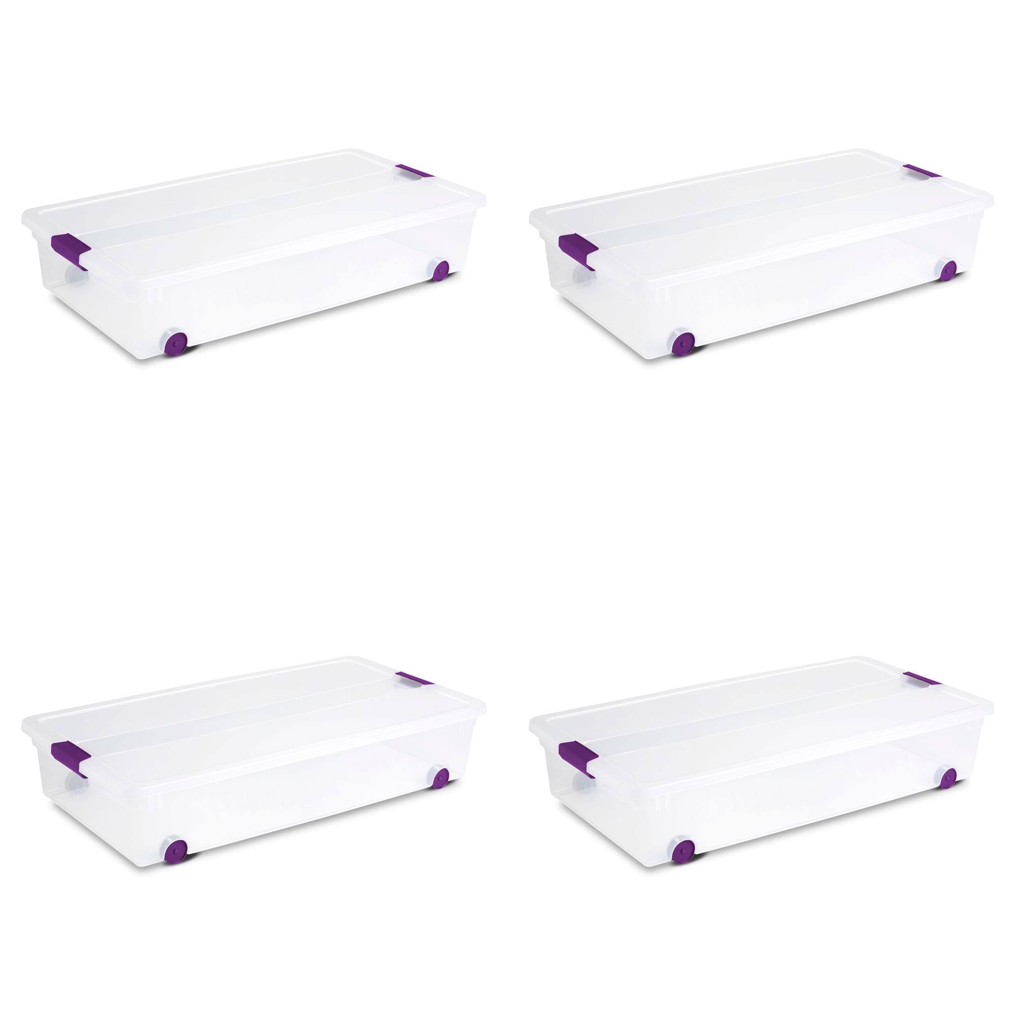 ca90be3deb60f3d00ba9da5d3be2ca02bfeba827739a963c2da90831972004d1.jpg Sterilite 60 qt Clearview Latch Lid Wheeled Underbed Box (4 Pack) - Image 1
