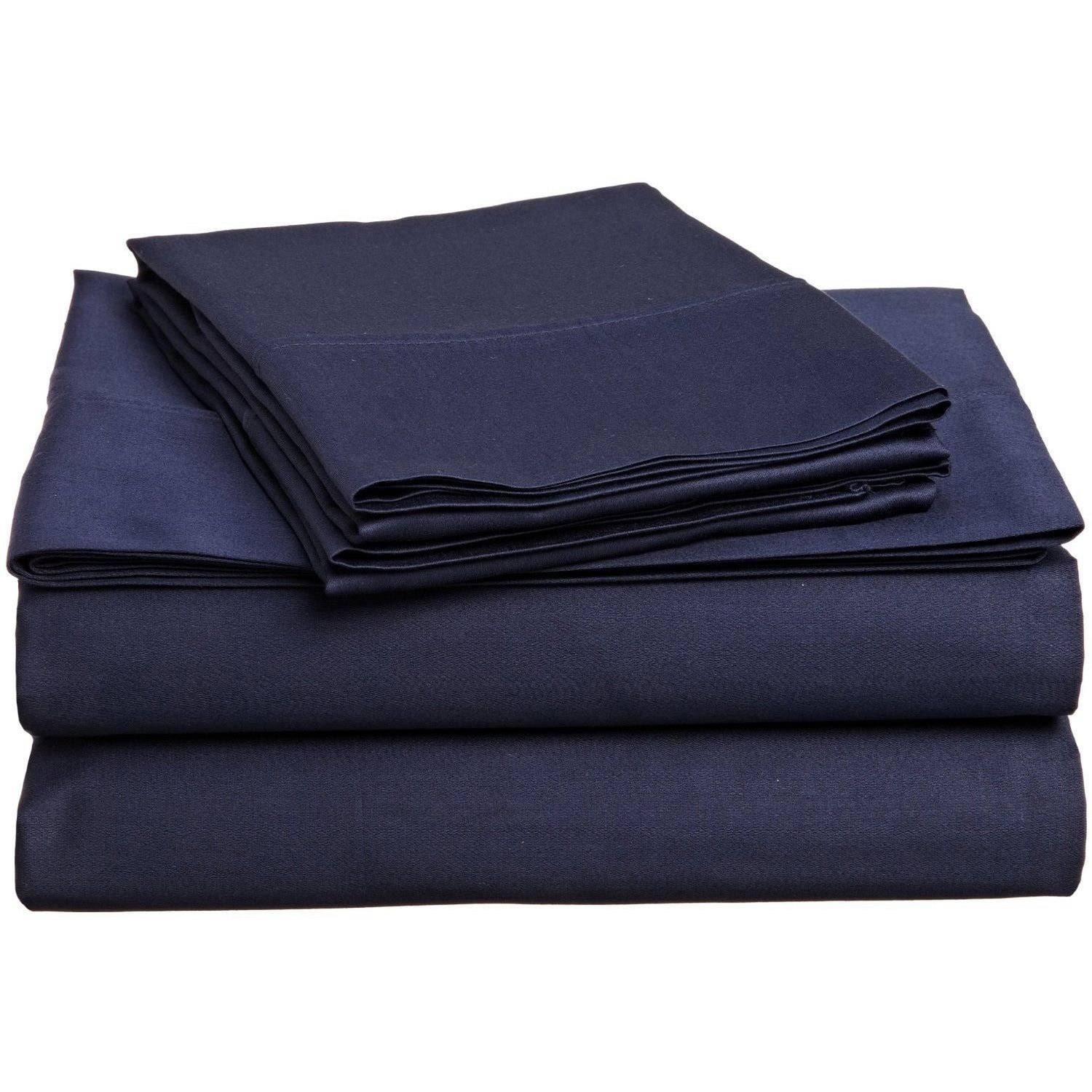 ca96168e1d78f39effcad87b4609b57b0ba8a9ed68d48915a5a69de5b9327587.jpg Superior Egyptian Cotton 300 Thread Count Solid Deep Pocket Sheet Set (Queen - Navy Blue) - Image 1