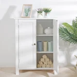 Homgarden 2 - Door Bathroom Floor Storage Cabinet Side Cupboard W/ Adjustable Shelves, 11.8'' W, White