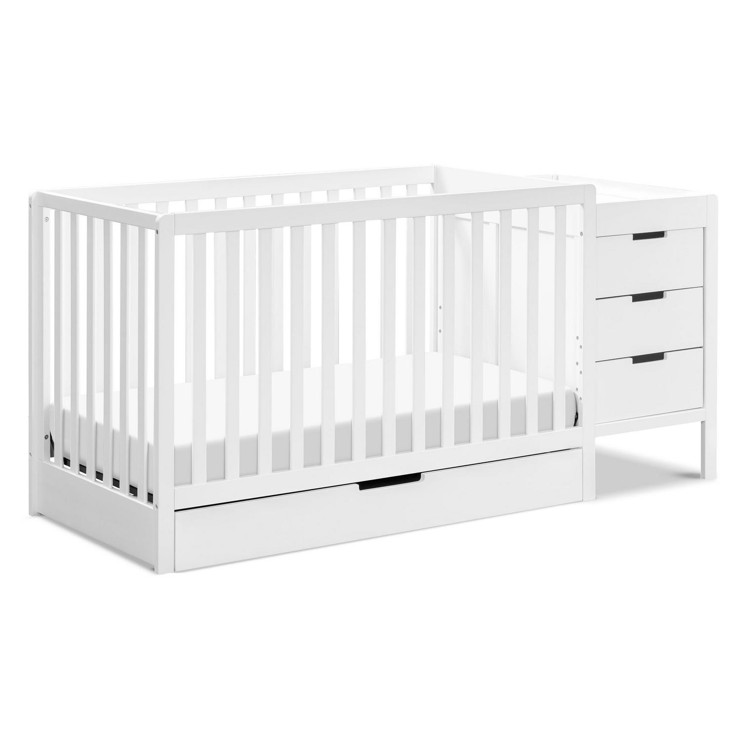 cacc5139f0f39f842280a9be0b742e657b9664c6b29ffaf9d0066e0654396cd2.jpg Carter - S by Davinci Colby 4 - in - 1 Convertible Crib & Changer Combo in White - Image 1