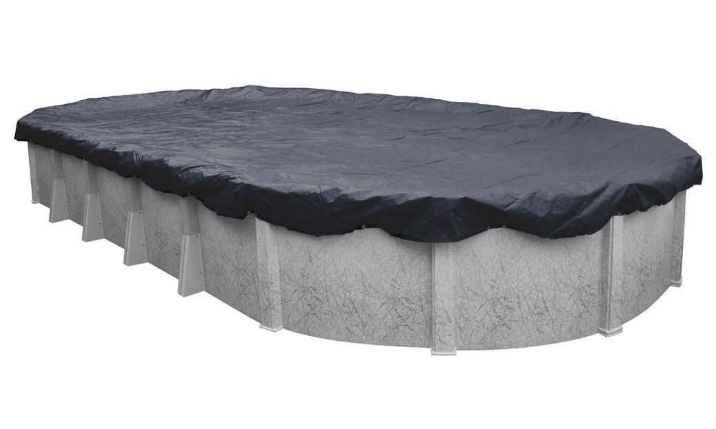 cafe9089d0fc2fd4165219136e33a95336ae0eb6614f1e258ba375178a776a1f.jpg Robelle Economy 10' x 15' Oval Winter Pool Cover - Midnight Blue - Image 1