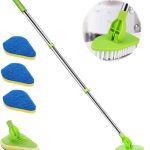 Shower Scrubber for Cleaning, 2in1 Shower Cleaning Brush with1 Stiff Bristles & 3 Sponge Brush, 37" Scrub Cleaning Brush with Long Extendable Handle