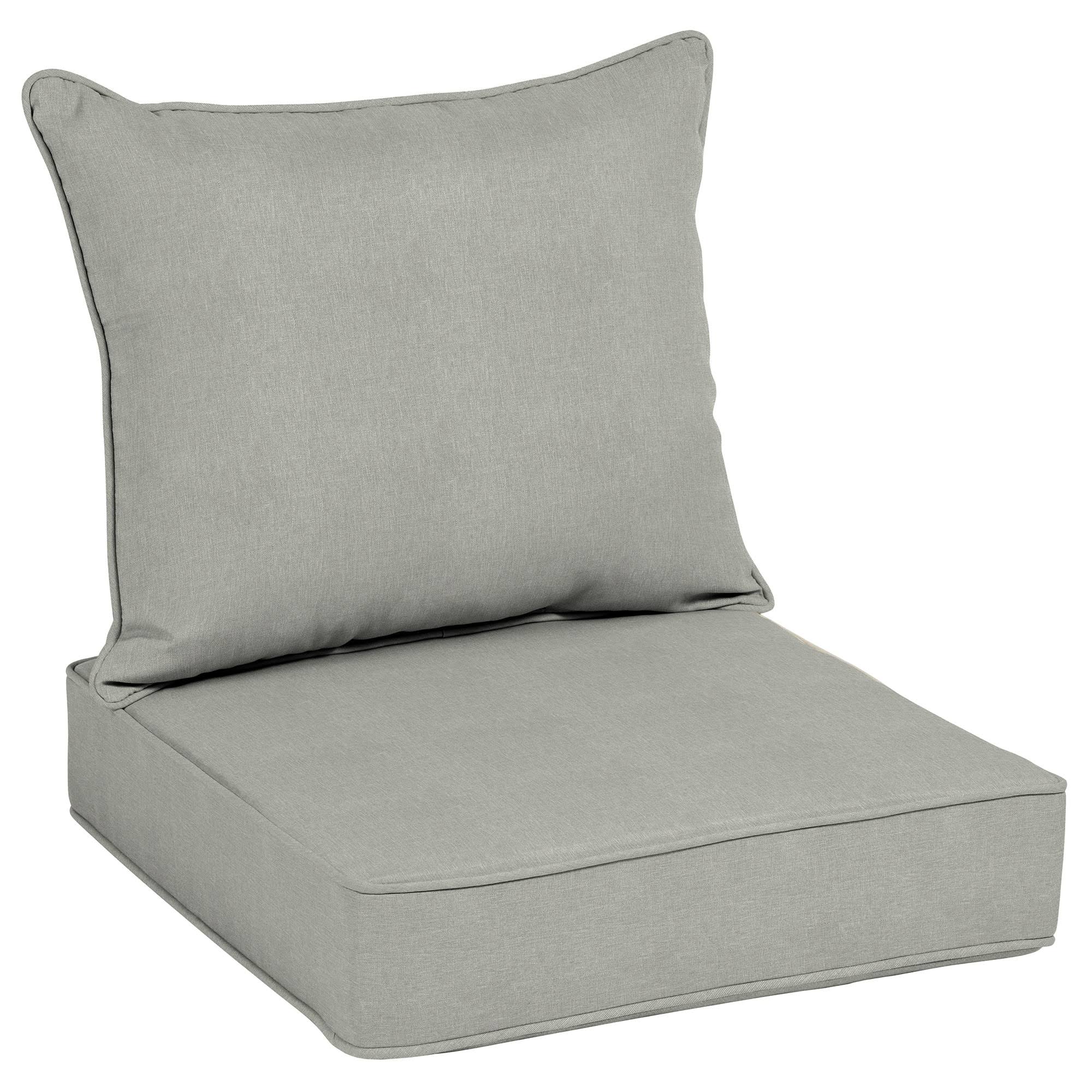 cb32c06d7a1c738760e738302b80b412eb67764cf8b33dc41fad10cd8cf344c5.jpg Allen + Roth 2-Piece Medium Grey Heathered Deep Seat Patio Chair Cushion - Image 1