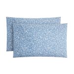 Mainstays 2-Piece 300 Thread Count Blue Floral Print CVC Cotton Blend Pillowcase Set, Standard/Queen, Size: Standard/Queen Pillowcase