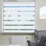 SEEYE Zebra Blinds for Windows - French Door Blinds Roller Dual Shades Light Control Window Treatments Horizontal Day and Night Sheer, 25.6" W x 90"