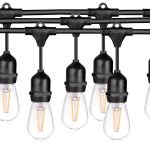 LEDPAX 48ft LED Outdoor Waterproof String Lights, 15 Sockets, Edison Bulbs