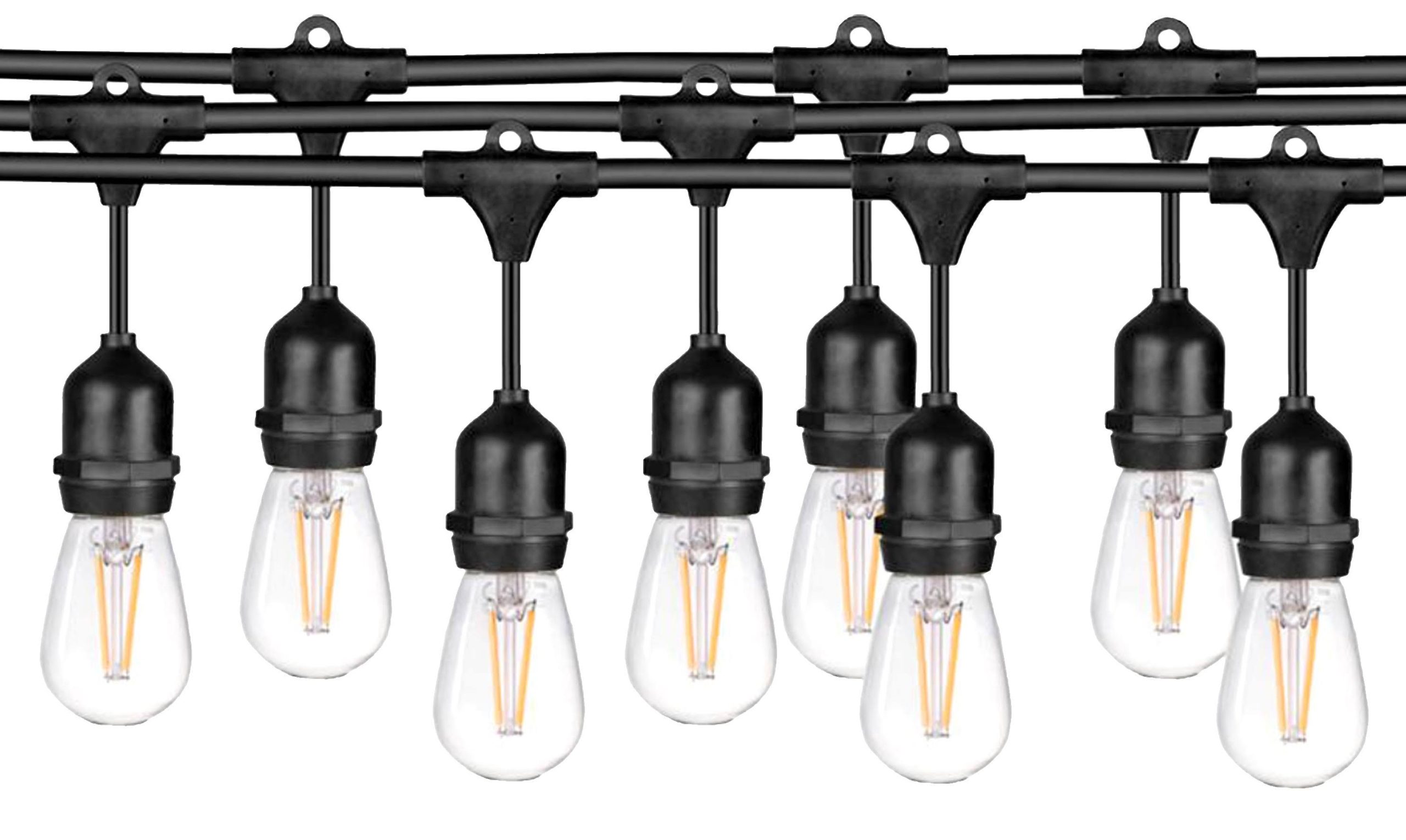 cb4c6be92692da942cf51a656f6b49eac461a1785b906a6110411433f0c787f4.jpg LEDPAX 48ft LED Outdoor Waterproof String Lights, 15 Sockets, Edison Bulbs - Image 1