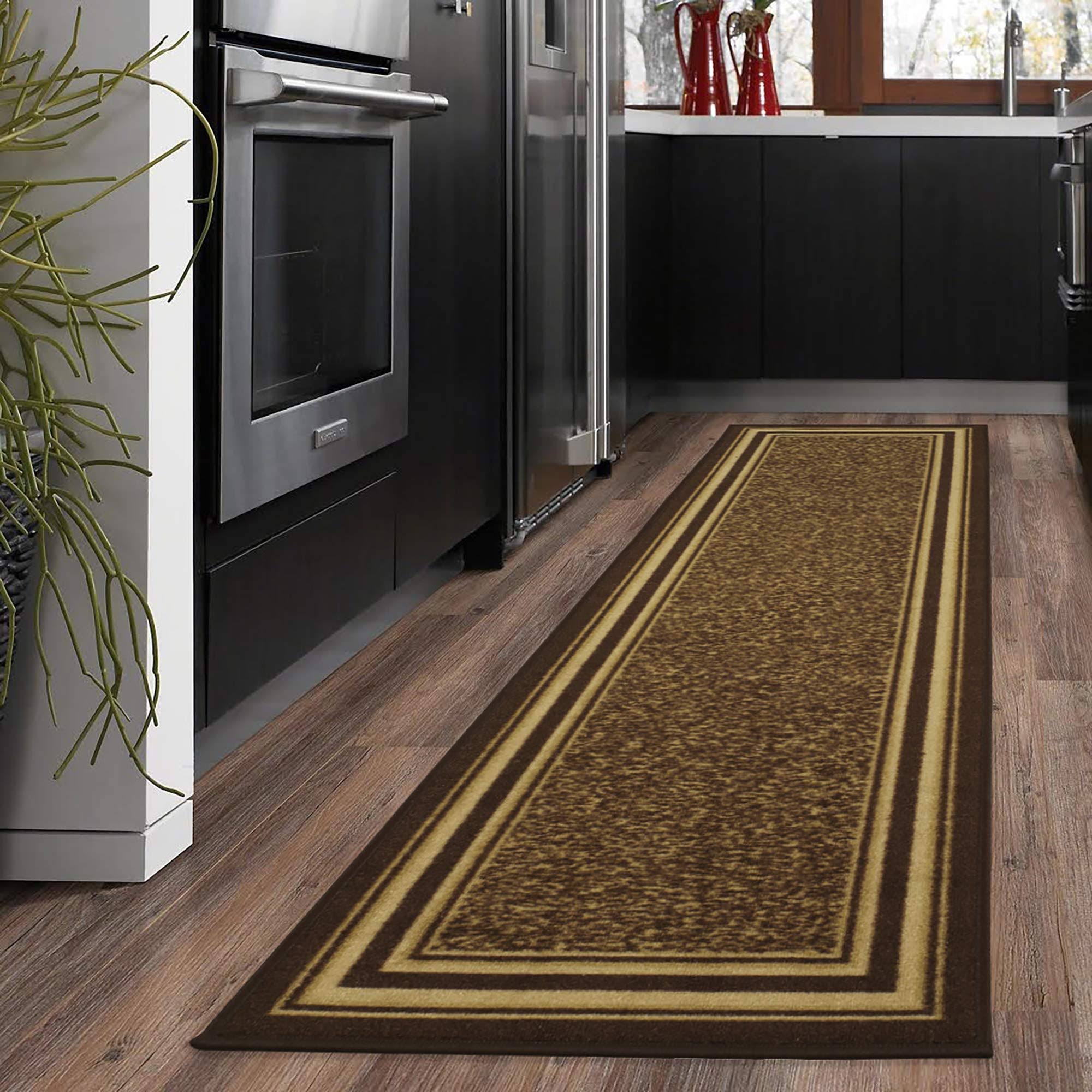 cb4d6919fa824d087bf4f872241e8656d8f85c0d0849418a447ffdf4206dbe0d.jpg Ottomanson Ottohome Collection Contemporary Bordered Design Rug, Brown - Image 1