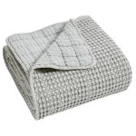 Levtex Home Mills Waffle Grey Quilted Cotton Throw Blanket