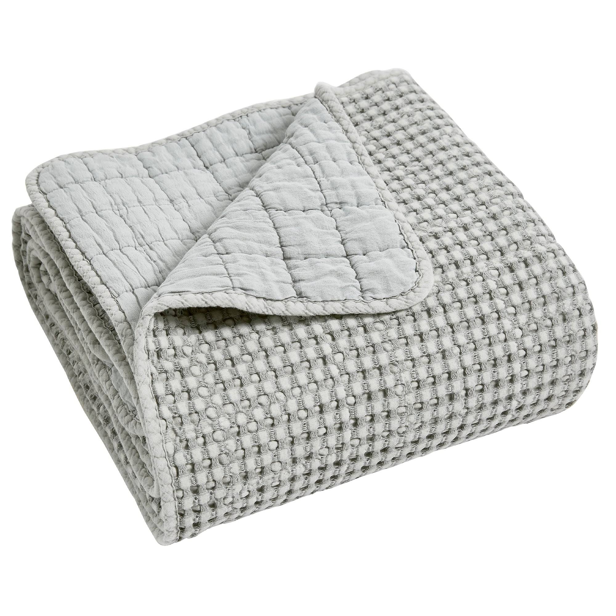 cb539103aed9b97ba32cca267d05efffa00a6bfc40fc8841bbfa02396cb26e4c.jpg Levtex Home Mills Waffle Grey Quilted Cotton Throw Blanket - Image 1