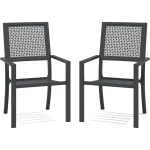 AECOJOY Outdoor Patio Dining Chairs with Armrest, Stackable Arm Chairs