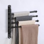 OURVII Bathroom Towel Rack Swivel Hanger Towel Bar Wall Mounted Door Towel Rack Space Saving Storage Organizer Hanging Holder 15 inch (Stainless