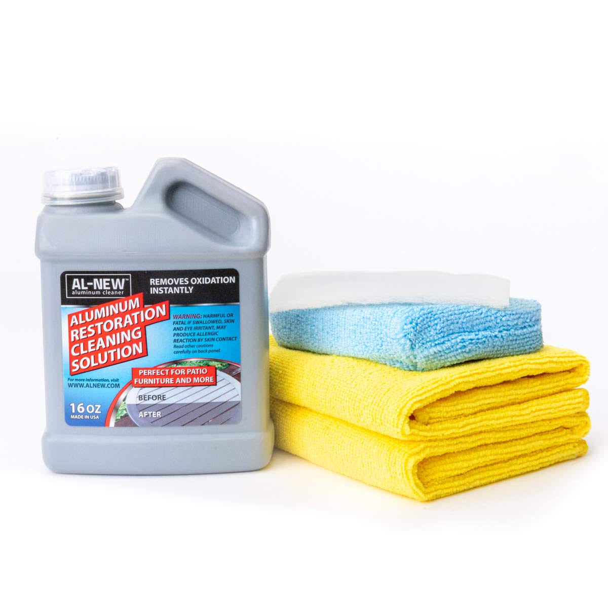 cb5fd93746122a96eaec87f98ceb69ec2dbec26f5da18f9639ea1491e1c6429f.jpg AL-NEW Aluminum Restoration Cleaning Solution Kit, 16 Ounce Kit, Gray - Image 1
