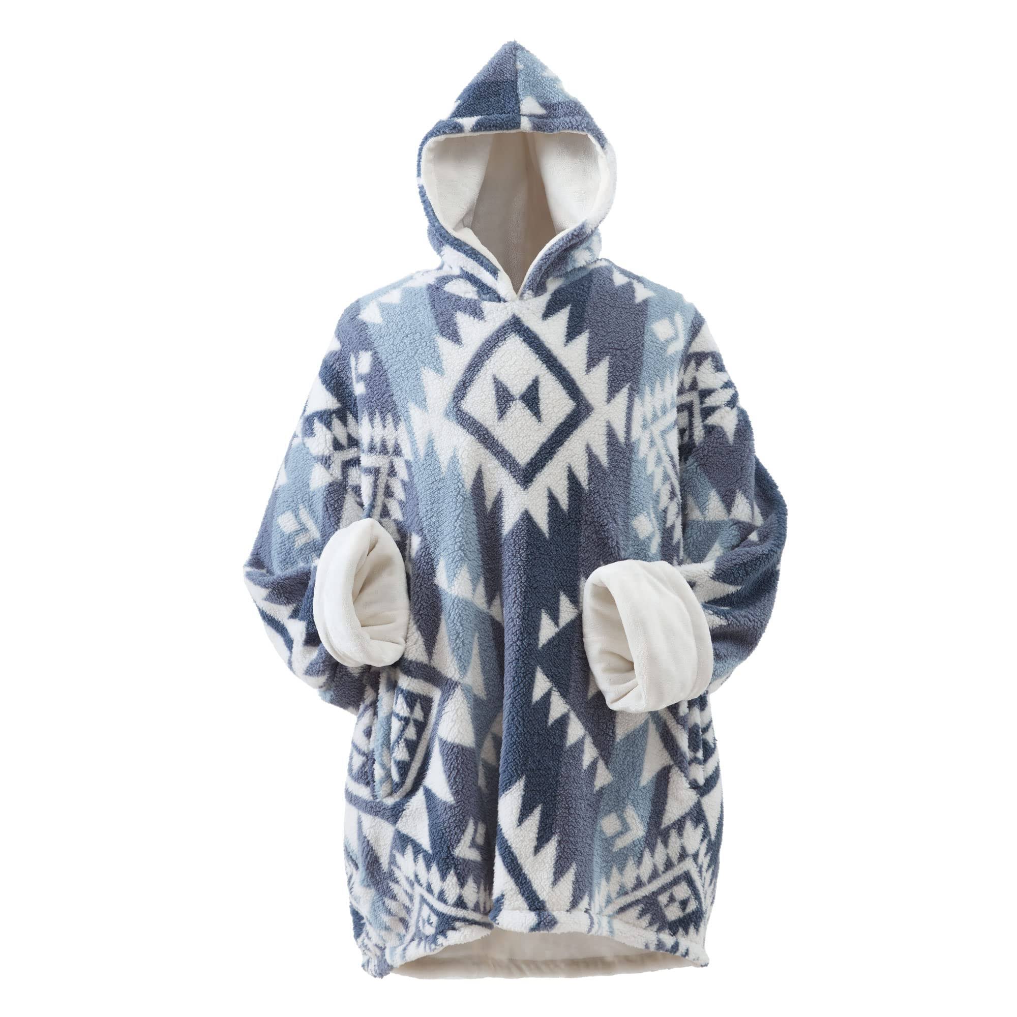 cb671a14285cd0967ec6a4b6c25ff6b44cacec8afdd088f67c89b6e0546ce26b.jpg Coleman Blue Wearable Throw Blanket Hoodie - Image 1
