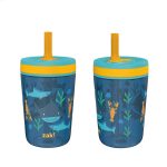 Zak Designs 15oz Kelso Toddler Cups for Travel or at Home, Durable Plastic Sippy Cups with Leak-Proof Design Is Perfect for Kids (Underwater), Size: