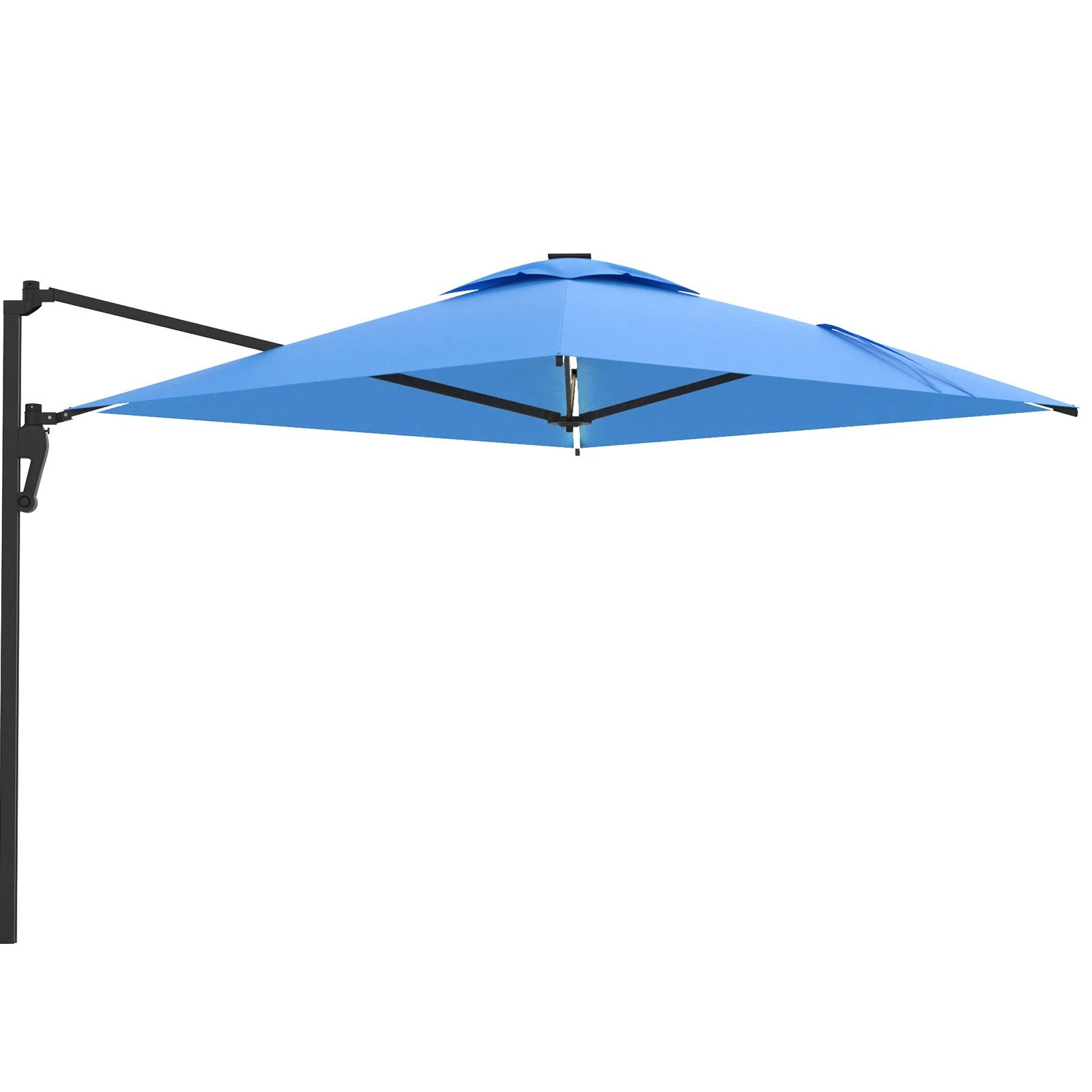 cbd7188fa14431cb40199240df77bf7f2a82ad2efe7b7a1b9ecef875901c5855.webp AECOJOY 10FT Large Patio Umbrella with Solar Lights, Rectangle Wall Mounted Outdoor Patio Umbrella, Blue - Image 1