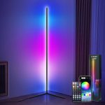 WITHINSAFE Corner Floor Lamp - RGB Color Changing Mood Lighting Lamp - 56.7" Dimmable Music and Voice Sync Bluetooth App and Remote Control LED