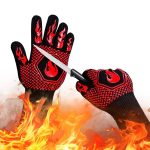 DKHDBD BBQ Fireproof Gloves, Grill Cut-Resistant Gloves 1472��F Heat Resistant Gloves, Non-Slip Silicone Oven Gloves, Kitchen Safe Cooking Gloves for