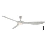 Marlon 84 in. Integrated LED Indoor Brushed Nickel Ceiling Fan with Light Gray Blades and Remote Control