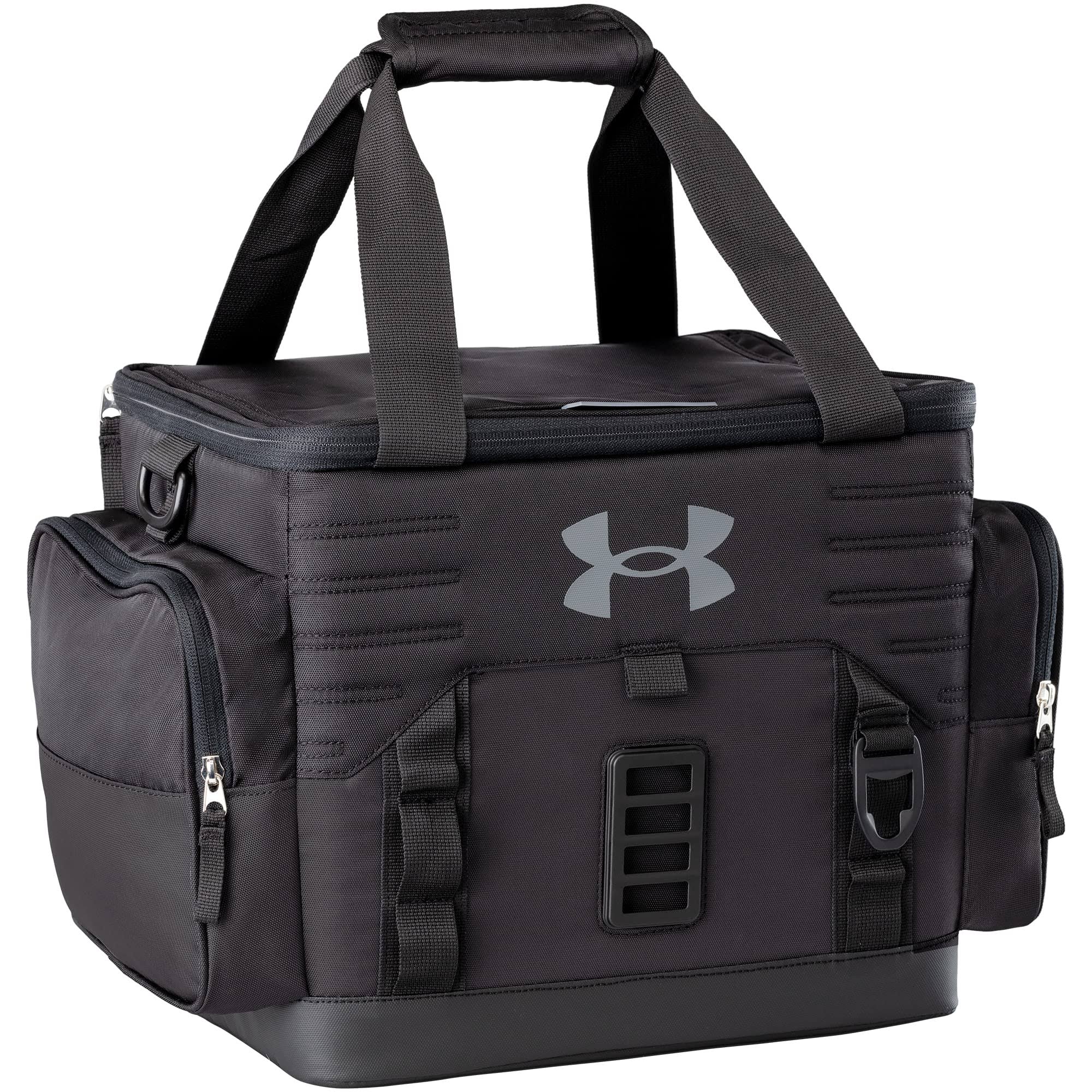 cc46fe08bb5ce80eae53a53498962496dcb1fd36b18d2c7300cb719727c5dd40.jpg Under Armour 12 Can Sideline Soft Cooler, Black - Image 1