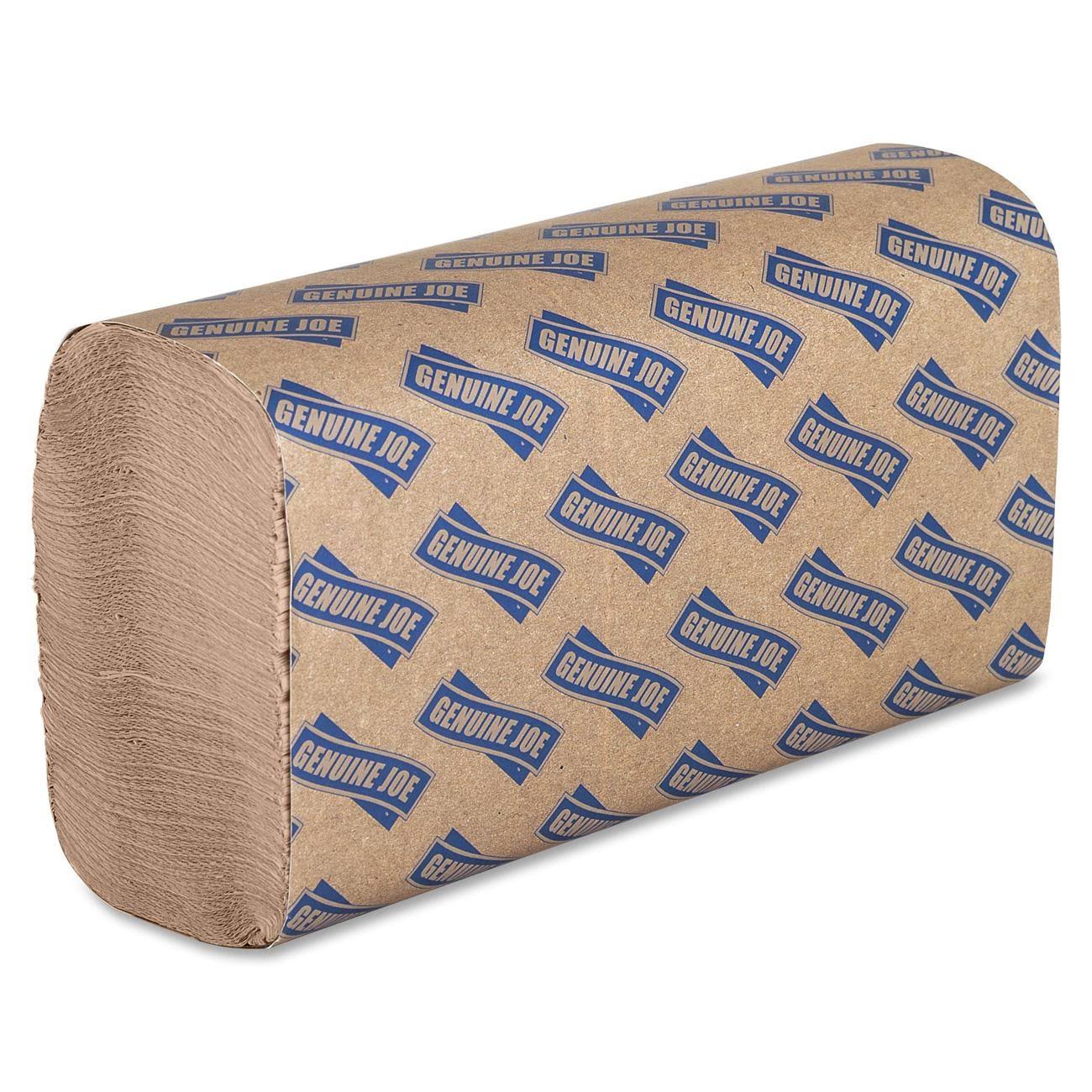 cc87cb56e5e32b7a895bcab57e802856740ebd966767903b56811e25639a4601.jpg Genuine Joe 1 Ply Multifold Paper Hand Towels, Natural - 4000/Carton - Image 1