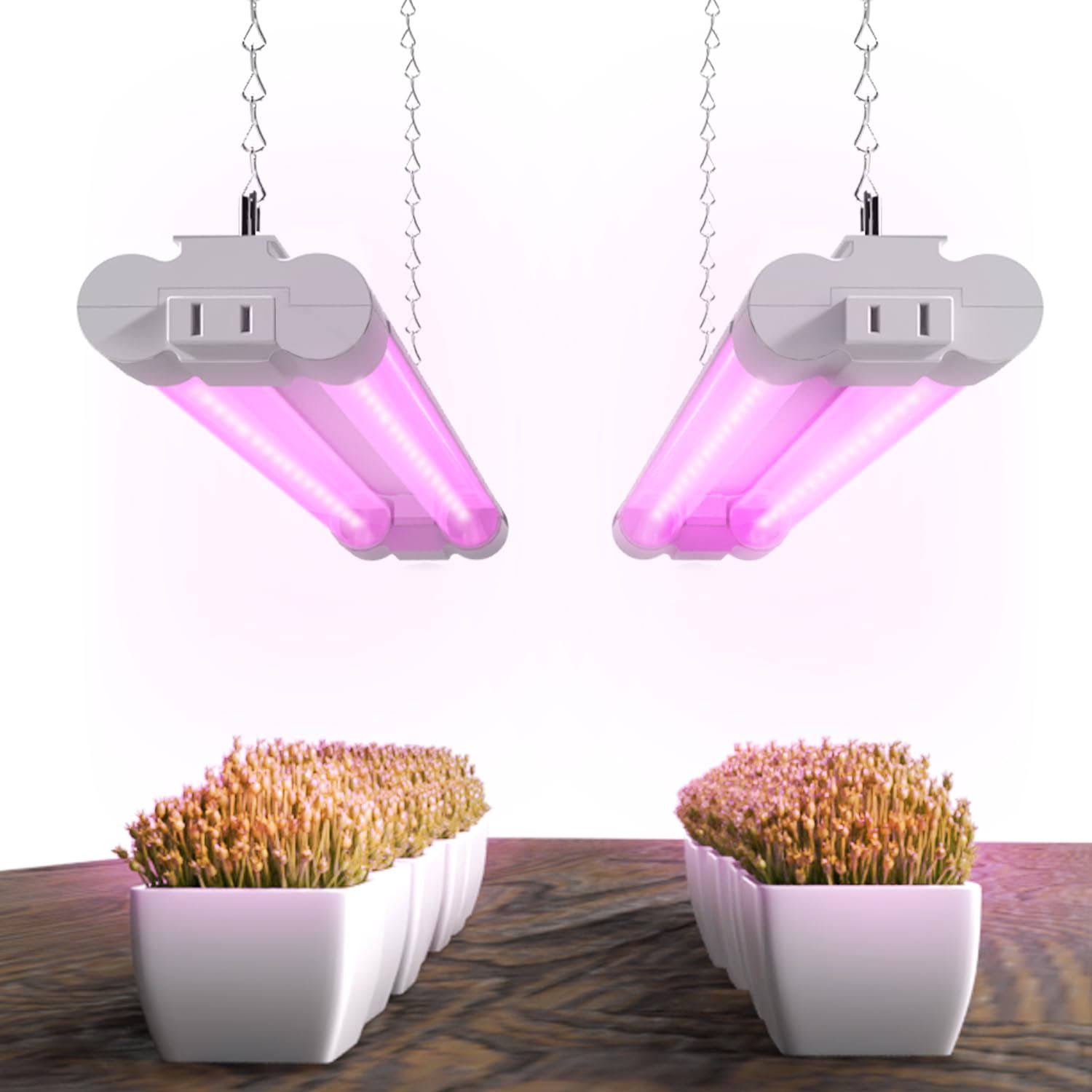 cca9a21e758eccf04214d1c7bb72083183051fd4ad7ab84eb44d41c051440a7d.jpg Sunco Lighting 2 Pack 2ft LED Grow Lights Full Spectrum for Indoor Plants, 20W Integrated Suspended Fixture, Plug in Linkable for Greenhouse, Year - Image 1