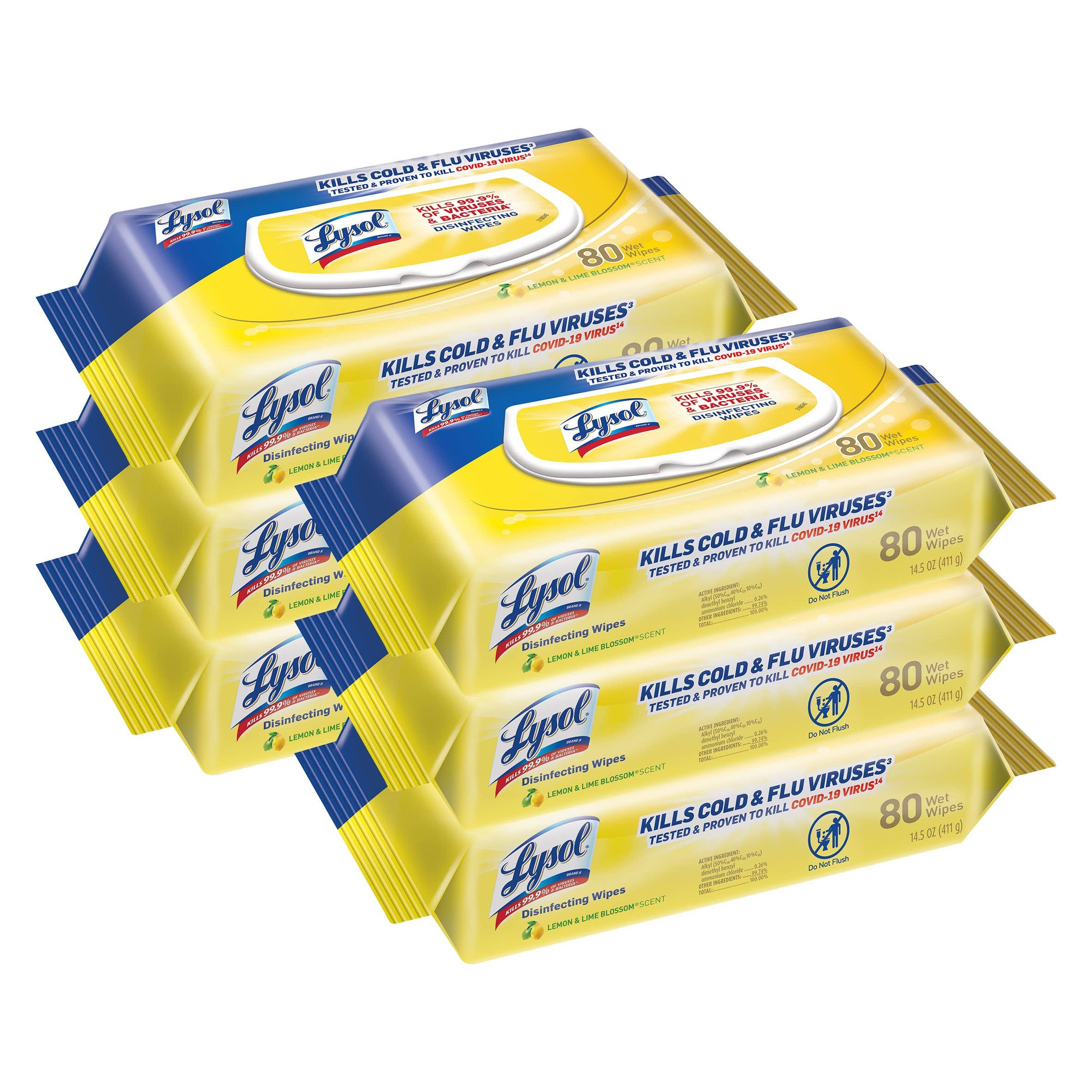 ccab4b372d630119e6a25e5533e0fef6bbd29aa7a6ebb8b3448e9a1903351bcc.jpg Lysol Disinfectant Handi-Pack Wipes, Multi-Surface Antibacterial Cleaning Wipes, for Disinfecting and Cleaning, Lemon and Lime Blossom, 480 Count - Image 1