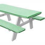 Picnic Tablecover with Bench Covers -Fitted with Elastic, Vinyl with Flannel Back, Fits for Table 30" x72" Rectangle, Checked Green Design by Sorfey