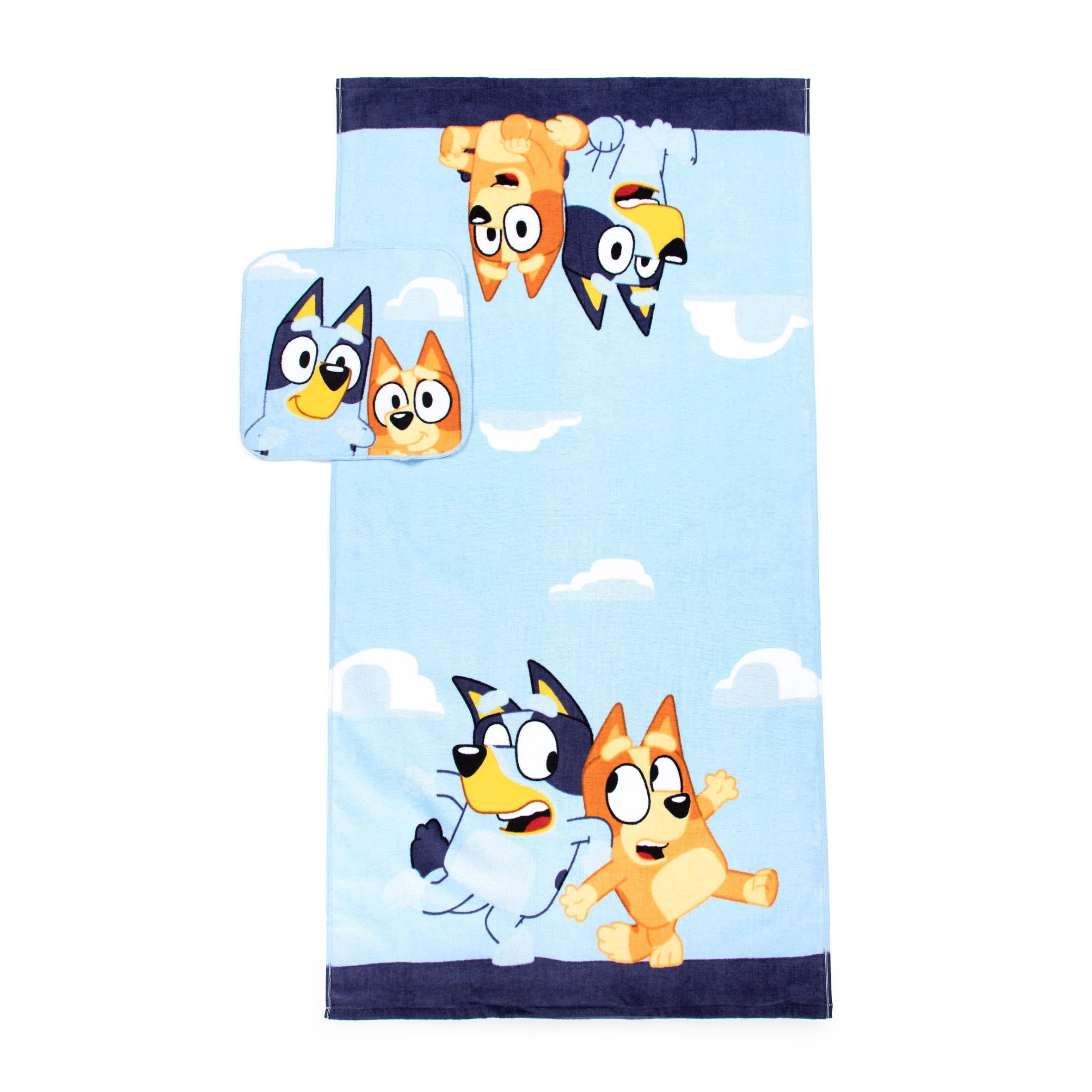 ccc51cc3f0b474b89831827a38155749b18d88bcd7567715715e99f8793bbfbd.jpg Bluey Kids Cotton 2 Piece Towel and Washcloth Set - Image 1